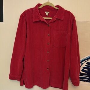 Vintage L.L. Bean Corduroy Shacket / Button Up Shirt – Washed Red – Women’s XL